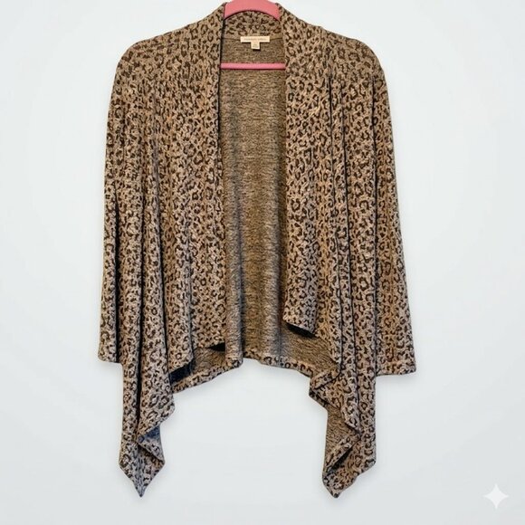 bobeau Sweaters - Bobeau Animal Print Open Front Drape Cardigan Sweater Size Large Gray